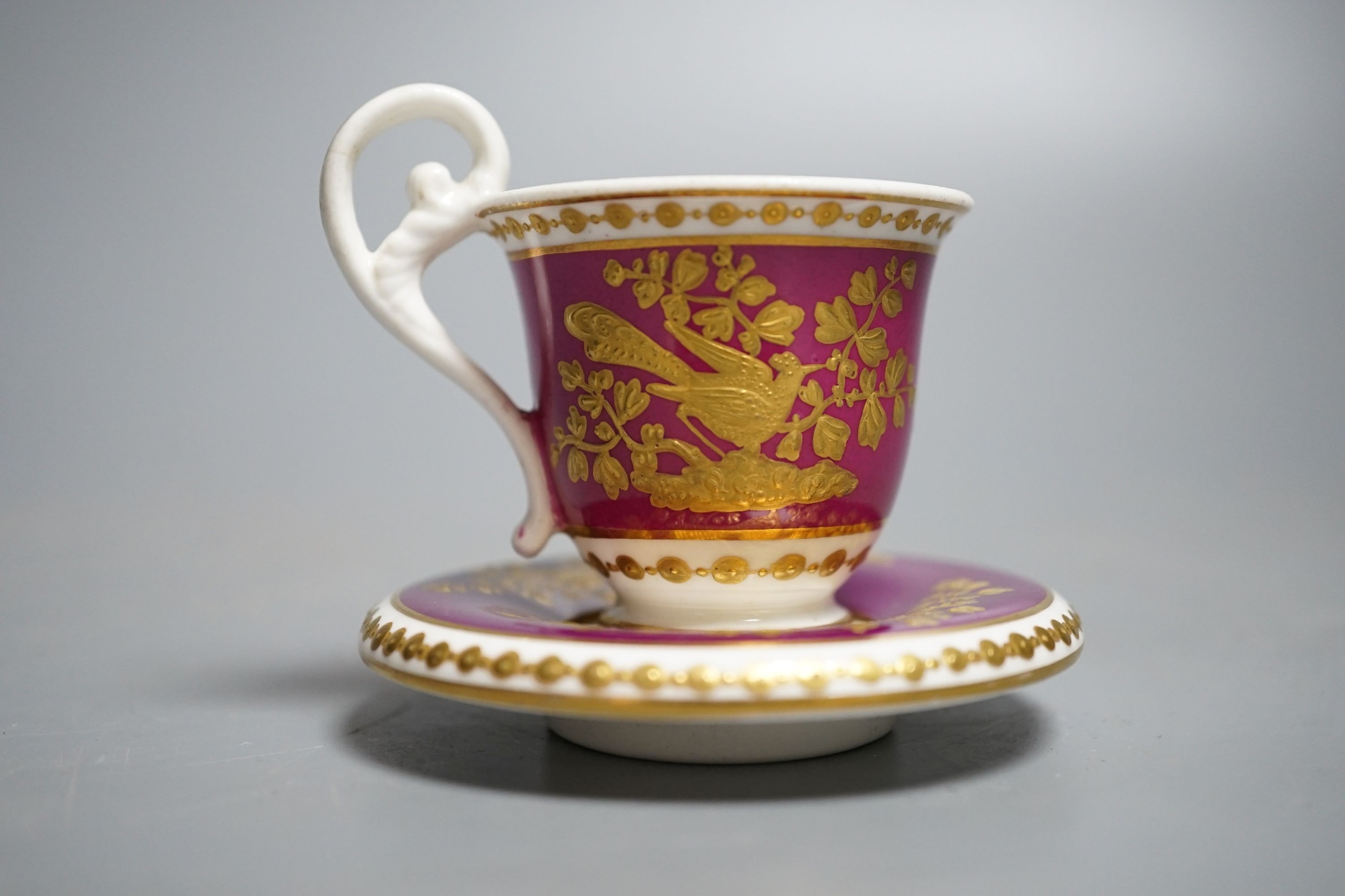 A Spode miniature teacup and saucer, c.1815. Provenance - Mona Sattin collection of miniature cups and saucers, collection no. 117.